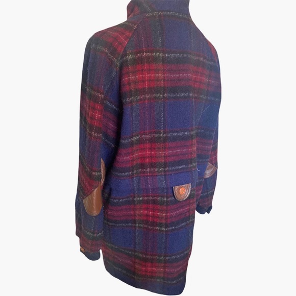 Fleet Street | Women’s Burgundy, Red, and Blue Plaid Wool Coat Size XL - Picture 8 of 15